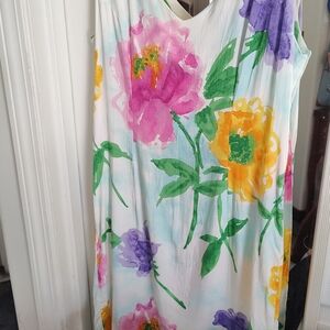 Jams World Floral Print Dress in Green, Blue, Yellow & Purple